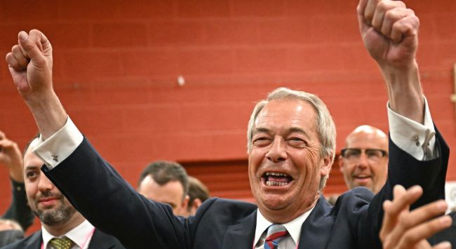 Det är man mot bin när Farage går i duell med Greve Binface