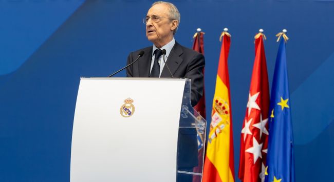 Real Madrids president Florentino Pérez tillkännager nyval och säger att han inte kommer att avgå på en bisarr presskonferens