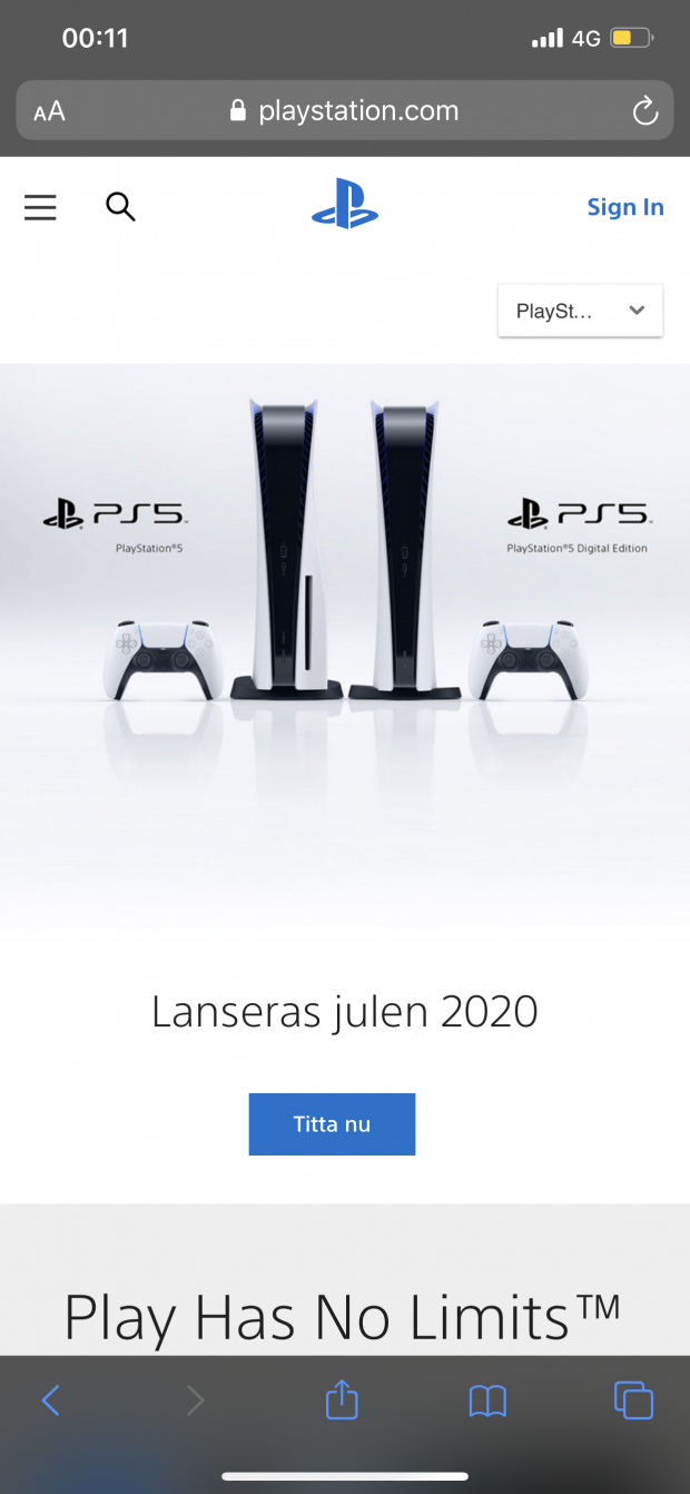 Playstation 5 släpps julen 2020